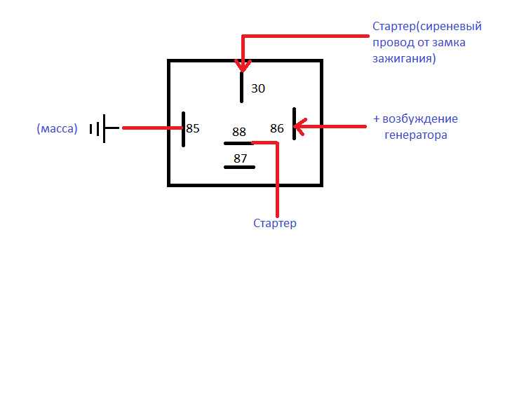 Схема подключения сигналов через реле 4 контактное