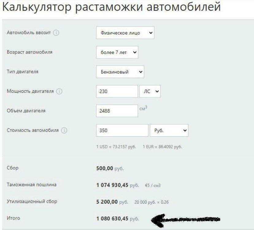Калькулятор растаможки из белоруссии в россию 2024